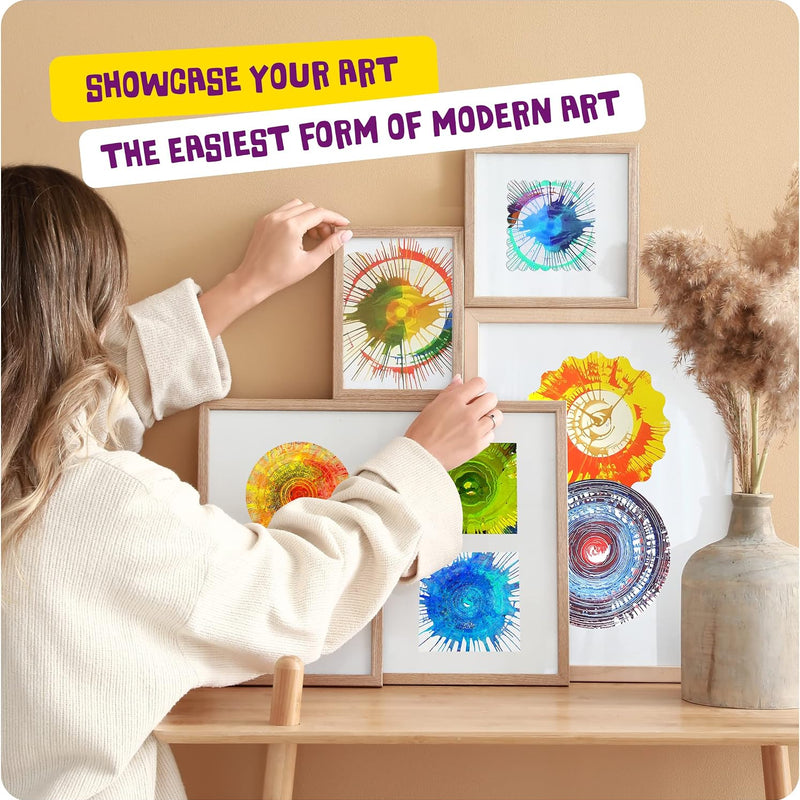 Paint Vortex Spin Art Machine - Kids Art Kit for Boys & Girls Ages 6+ | Motorized Spinner with Splash Guard, Metallic Paints & 20 Artboards - Birthday Gifts for Girls - Craft Kit