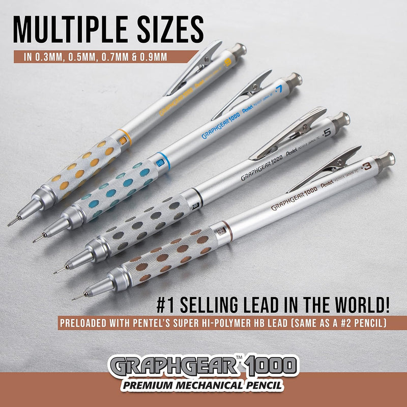 Pentel GraphGear1000 Automatic Drafting Pencil (0.9mm), Yellow Accents