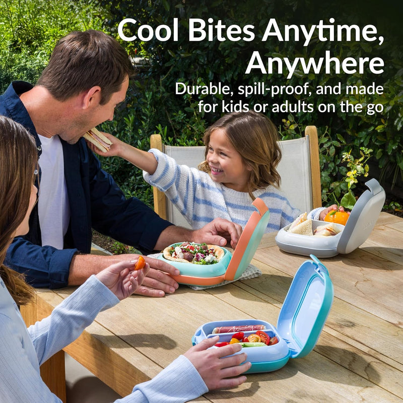Bentgo Chill Mini Leak-Proof Lunch Box – Built-In Ice Pack Keeps Food Cold, 2.7-Cup Capacity for Snacks or Sandwich, 3 or 4 Compartments, PFAS & BPA-Free, Ideal for Adults & Kids 3+ (Seaside Papaya)