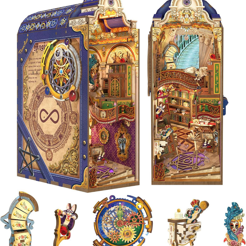 Tonecheer x British Library DIY Book Nook Kit,Shakespeare 3D Wooden Puzzle for Adults,Miniature House Booknook Bookshelf Insert Decor with LED Lights Unique Gifts (A Midsummer Night's Dream)