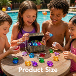 Sloosh Diving Gems Pool Toys, 16 Big Colorful Diamond with Pirate Treasure Chest,Swim Dive Toy for Kids Underwater Gemstone Swimming Training Gift Water Pool Games(Gold)