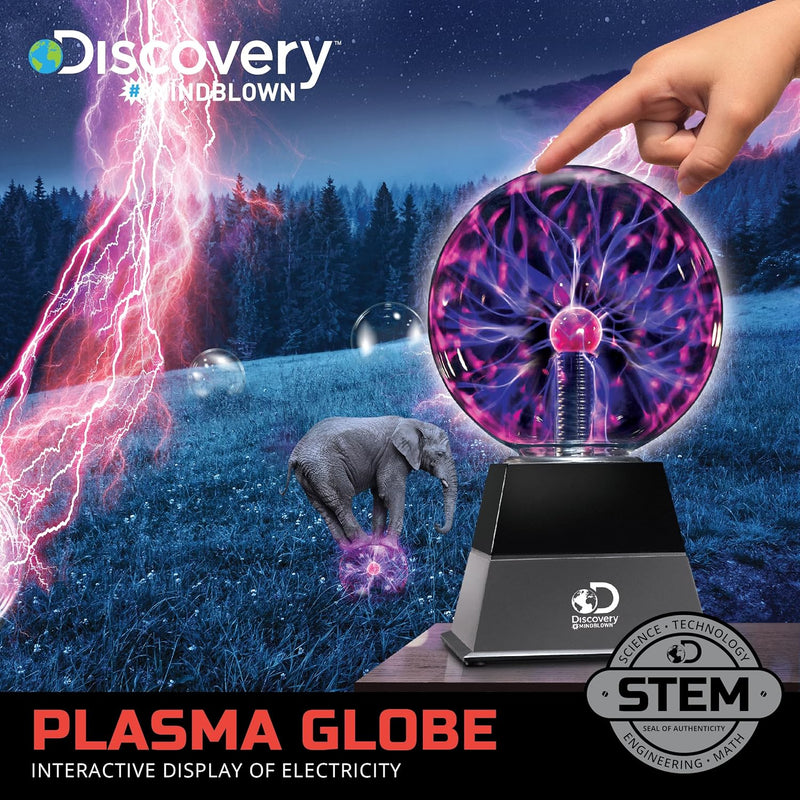 Discovery Plasma Globe Lamp - Interactive Electric Plasma Ball with Touch & Sound Sensitive Lightning