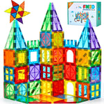FNJO Magnetic Tiles 110PCS Magnet Building Set for Kids