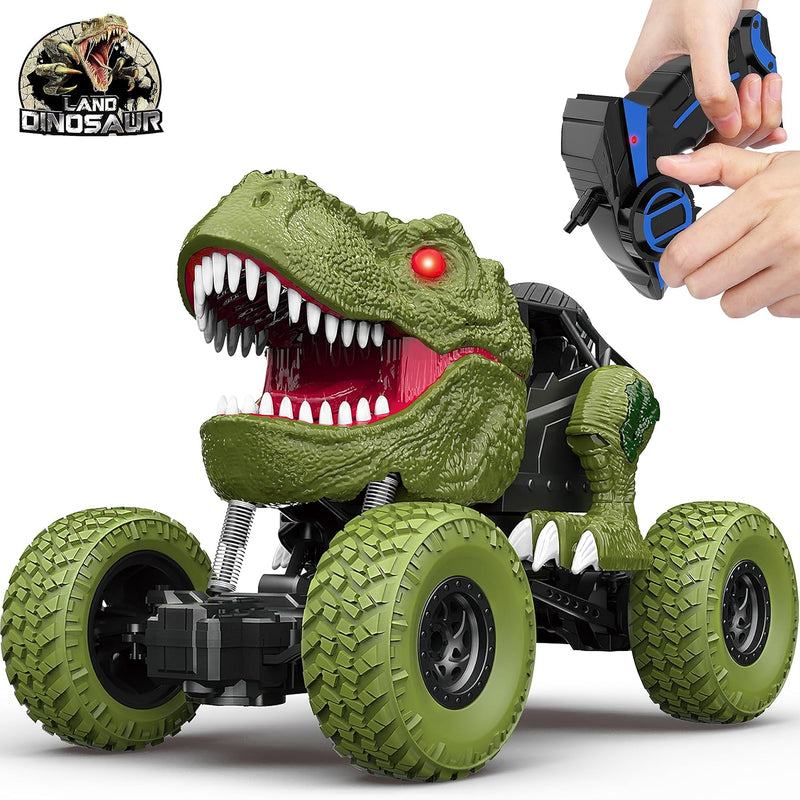 Remote Control Dinosaur Car with LED Light, 2.4GHz High-Performance Control, Rechargeable 4WD Off Road