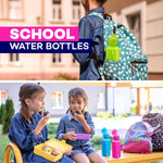 4E's Novelty Bulk Water Sports Bottles for Kids 18 oz - 12 Pack Squeeze Reusable Plastic, Neon Colors, BPA Free, Kids Water Bottles Party Favor Gift Giveaways, End of Year Student Gifts from Teacher