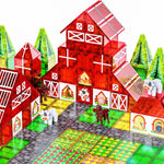 Magnetic Tiles for Kids, 56PCS Construction Magnet Tiles with Fire Truck Station, Building, Road, Crane, Car Truck - STEM Magnetic Blocks for Kids Ages 4-8, Toys for 4 5 Year Old Boys Birthday Gifts