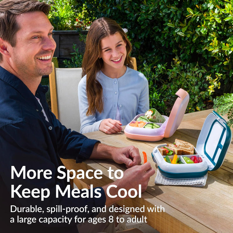 Bentgo Chill Max Leak-Proof XL Lunch Box - Included Ice Pack Keeps Food Cold; 5-Cup Capacity for Adults & Ages 8+, 3 or 4 Compartment Bento Box, BPA-Free, Dishwasher Safe (Lavender & Peach Blossom)