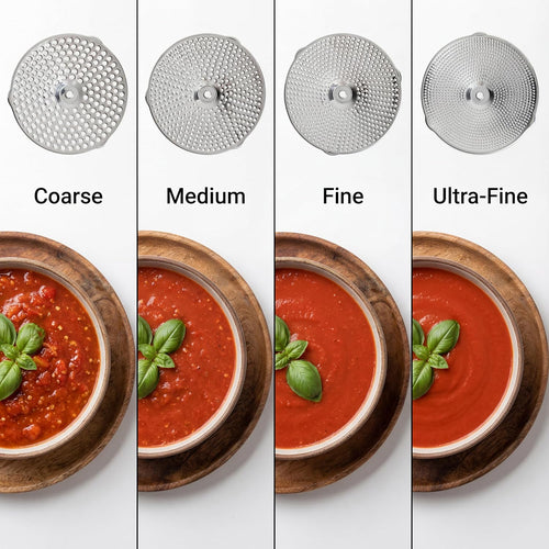 Hungry Artisan 4-Disc Food Mill for Jams, Purees & Silky Sauce | Stainless steel, ergonomic rotary crank; also for tomato sauce, canning, applesauce, baby food, berries & mashed potatoes