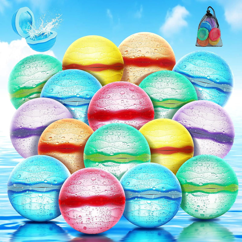 12 PCS Reusable Water Balloons, Self-Sealing Refillable Magnetic Water Balls, Pool Beach Water Toys for Boys and Girls, Outdoor Summer Toys for Kids Ages 3+