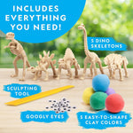 National Geographic Clay Dinosaur Arts and Crafts Activity Kit for Kids | Dinosaurs Toys, 5 Clay Colors, 5 Skeleton Models, Air-Dry Modeling Clay, Sculpting Activity, Imaginative Play, Birthday Gift