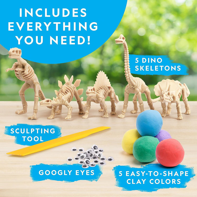 National Geographic Clay Dinosaur Arts and Crafts Activity Kit for Kids | Dinosaurs Toys, 5 Clay Colors, 5 Skeleton Models, Air-Dry Modeling Clay, Sculpting Activity, Imaginative Play, Birthday Gift
