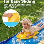Sloosh Triple Water Slide with 3 BodyBoards, 22.5FT Lawn Water Slip Splash Pad Slide Summer Toy with Build in Advanced Sprinkler for Kids Adults Backyard Summer Water Fun