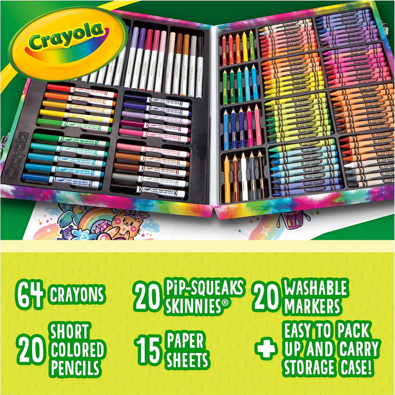 Crayola Inspiration Art Case Coloring Set - Tie-Dye (140ct), Art Supplies Set For Kids, Travel Drawing Kit, Gift for Girls & Boys, Ages 5+ [Amazon Exclusive]