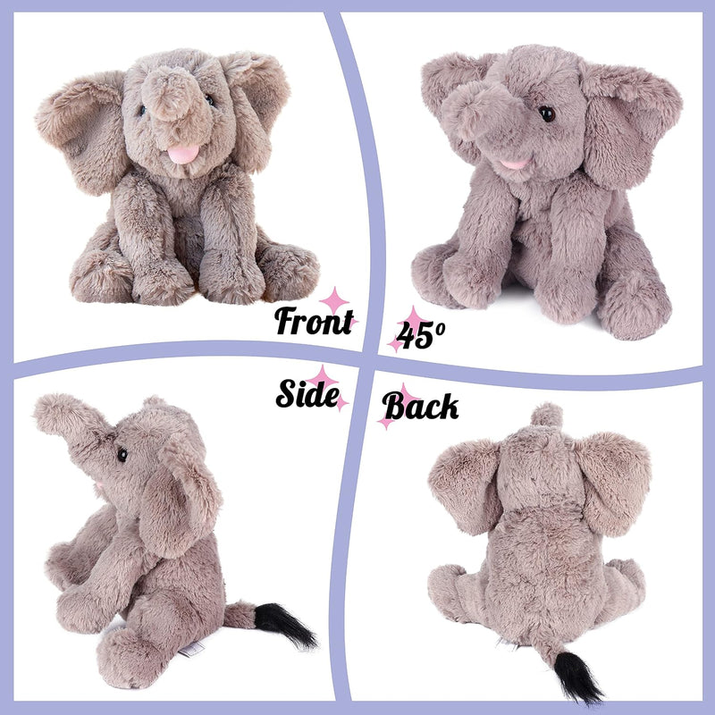 Hopearl Adorable Plush Calf Elephant Toy Floppy Elephish Ultra Soft Haggable Stuffed Animal Birthday Holiday Gift for Boys Girls Kids Toddlers, Gray, 9''