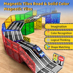 Magnetic City Traffic Tiles, 38pcs, Preschool Montessori Toys for 3+ Year Old Kids, Sensory Building Blocks for Toddler with Autism