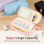 Zzrywuty Large Pencil Case, Big Capacity Pencil Pouch Office College School Stationery Pen Bag for Teen Girl Boy Men Women, Pink