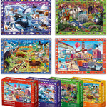 QUOKKA Puzzles for Kids Ages 4-6 - 4 x 60 Puzzles for Toddlers 5-8 - Educational Search and Find Toy for 8-10 yo for Learning Forest Polar, USA National Park Animals and City Life