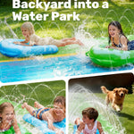 JOYIN 32.5FT Water Slide and 2 Inflatable Boards, Extra Long Heavy Duty Double Lawn Waterslide with Sprinkler for Kids Adults Backyard Summer Water Toy Outdoor Fun, Blue, Green