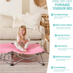 Regalo My Cot® Portable Toddler Bed, Foldable Kids Travel Bed & Camping Cot, Lightweight Sleeping Cot for Toddlers, Indoor/Outdoor, 46.5” x 24” x 9.5”, Pink