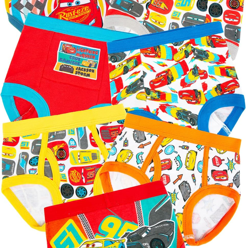 Disney Boys' Pixar Cars Toddler Potty Training Pant & Brief Combo Option, Stickers & Tracking Chart in Sizes 18m, 2t, 3t, 4t
