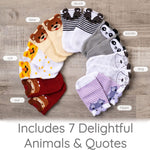 ZIRI & ZANE Baby Sock Gift Set - Unisex Newborn Gifts for Baby Showers | 7 Unique Pairs - Gender Neutral - Cute & Funny Baby Gifts - Baby Boy & Girl Registry Search Idea - Newborn Clothes Essentials