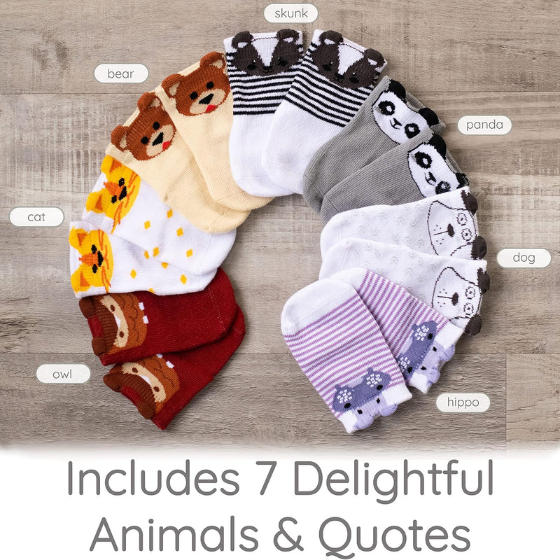 ZIRI & ZANE Baby Sock Gift Set - Unisex Newborn Gifts for Baby Showers | 7 Unique Pairs - Gender Neutral - Cute & Funny Baby Gifts - Baby Boy & Girl Registry Search Idea - Newborn Clothes Essentials