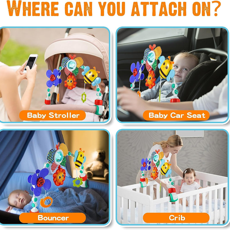 Lynncare Adjustable Arch Bassinet Toy with Sensory Activity Toys for Infant and Toddlers