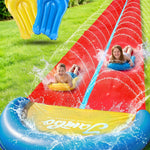 JAMBO 25Ft Premium XXL Slip Splash and Slide with 3 Bodyboards, Heavy Duty Water Slide- Advanced 3-Way Sprinkler System, Splash Mat Splash Pad Backyard Waterslide Outdoor Water Toys n Slides for Kids