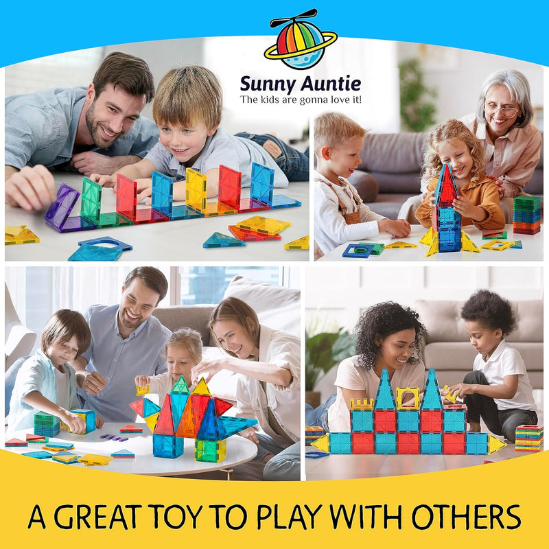 125PCS XL Magnetic Tiles Set with Storage Bag - Magnetic Building Tiles for Kids Ages 3-8, STEM Magnet Construction Toy