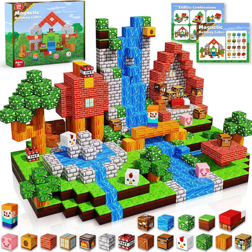 100PCS Goody King Magnetic Building Cube Game, STEM Montessori Stacking Toy, Sensory Tiles for Boys & Girls Age 3-4, 5, 6, 7, 8, 9, 10