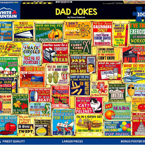 White Mountain 1000 Piece Jigsaw Puzzle Fathers Day Humor Collage Puzzles with Large Pieces Gift for Adults and Family 24"x30" - Dad Jokes
