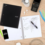 Five Star Spiral Notebook + Study App, 1 Subject, Graph Ruled Paper, 8-1/2" x 11", 100 Sheets, Fights Ink Bleed, Water Resistant Cover, Black (73679)