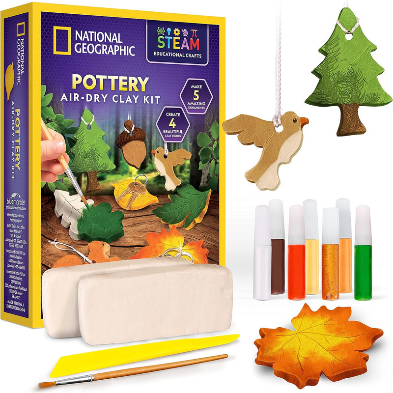 National Geographic Mega Arts and Crafts Activity Kit for Kids Ages 8-12 | Mosaic Art, Marbling Paint and Air-Dry Clay, 3 Craft Kits, 19 Art Projects, 100+ Components, Creative Birthday Gift