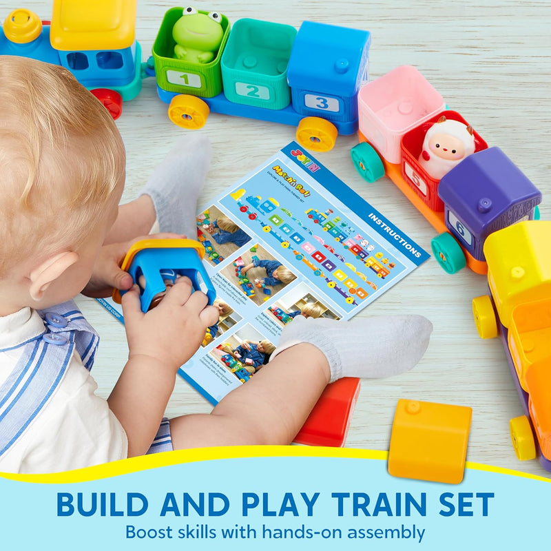 Play-Act Learning Toy for Toddlers, 1-3 Years Old, Counting, Matching & Sorting Montessori Learning Farm Train with 9 Farm Animals