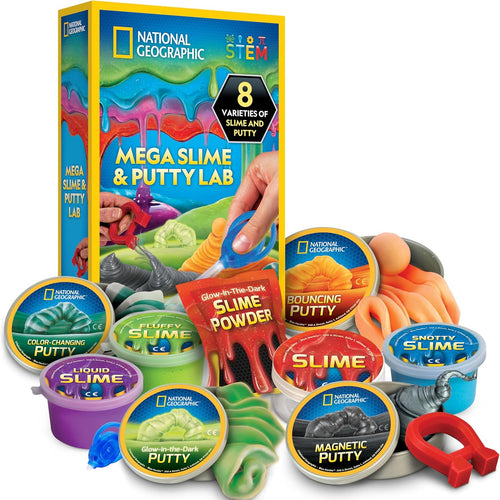 National Geographic Mega Slime Kit & Putty Lab STEM Science Toy for Boys and Girls with 8 Varieties