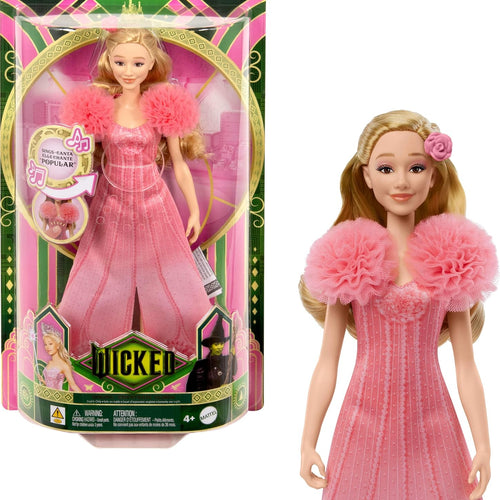 Mattel Wicked Singing Glinda Fashion Doll & Accessories, Posable with Movie-Inspired Look & Removable Outfit, Sings “Popular”
