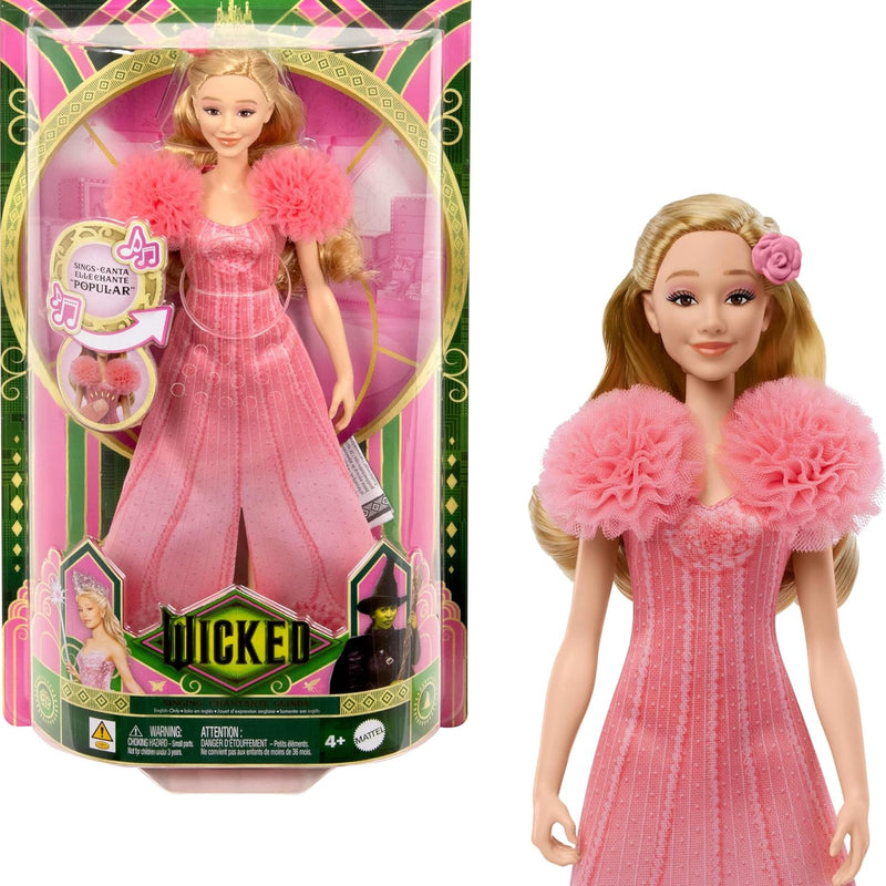 Mattel Wicked Singing Glinda Fashion Doll & Accessories, Posable with Movie-Inspired Look & Removable Outfit, Sings “Popular”