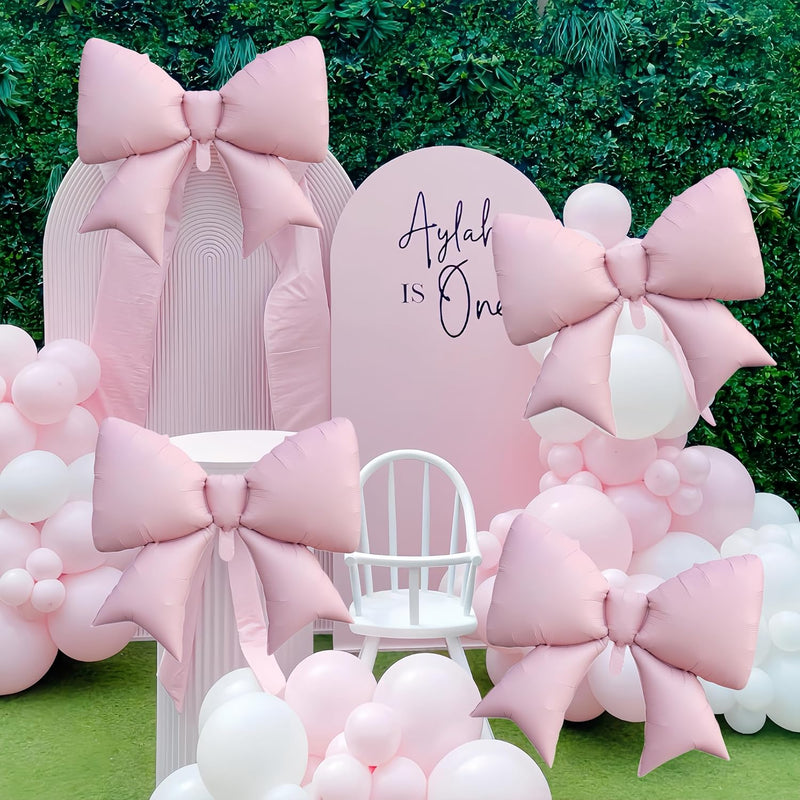 4 pink bow balloons 38inch, 4pc set, pink, coquette, birthday, party supplies, wedding decor