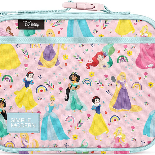 Simple Modern Disney Kids Lunch Box for School | Reusable Insulated Lunch Bag for Toddler, Girl, and Boy | Meal Containers with Exterior & Interior Pockets | Hadley Collection | Princess Rainbows