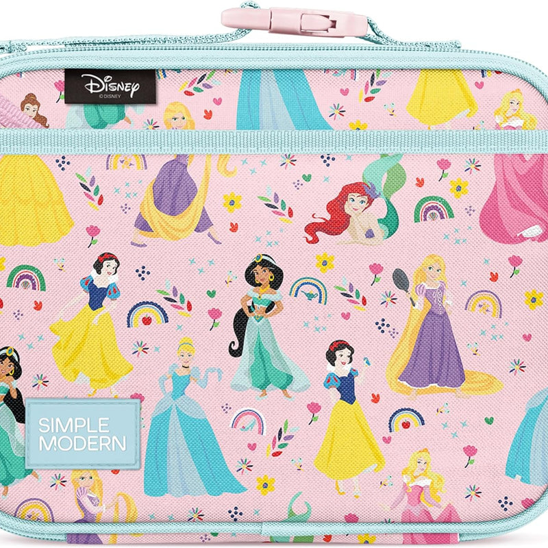 Simple Modern Disney Kids Lunch Box for School | Reusable Insulated Lunch Bag for Toddler, Girl, and Boy | Meal Containers with Exterior & Interior Pockets | Hadley Collection | Princess Rainbows