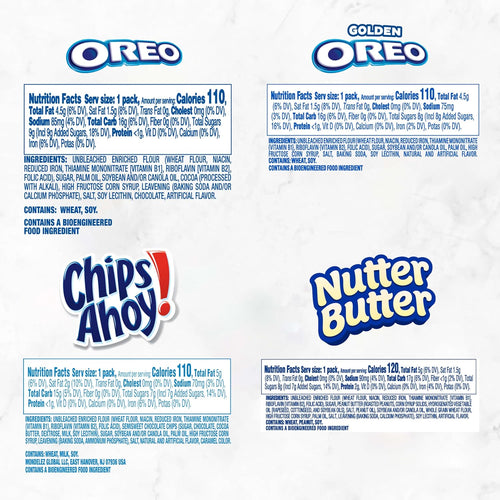 OREO Original, OREO Golden, CHIPS AHOY! & Nutter Butter Cookie Snacks Variety Pack, 56 Snack Packs (2 Cookies Per Pack) | Snack Packs, 2 Cookies Per Pack, Individually Wrapped