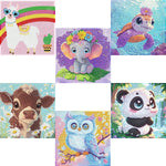 Acelii 6 Pack 5D Cartoon Diamond Painting Kits for Kids Beginners | Cute Animals DIY Diamond Art Kit for Kids,Full Round Drill Big Gem Art for Kid,Home Wall Decoration 6X6 inch