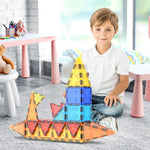 PicassoTiles 60 Piece Set Clear Magnetic 3D Blocks Construction Playboards for Toddlers and Kids