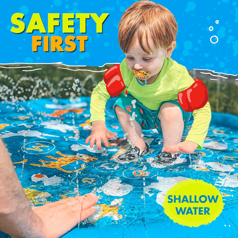 SplashEZ 3-in-1 Splash Pad, Sprinkler & Baby Pool - Toddler Outdoor Water Toys for Learning & Fun
