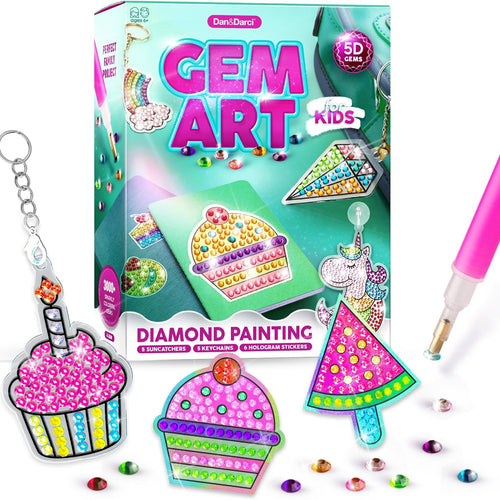 Dan&Darci diamond art kit for kids - gem painting - arts & crafts for ages 6-12 - creative gift ideas