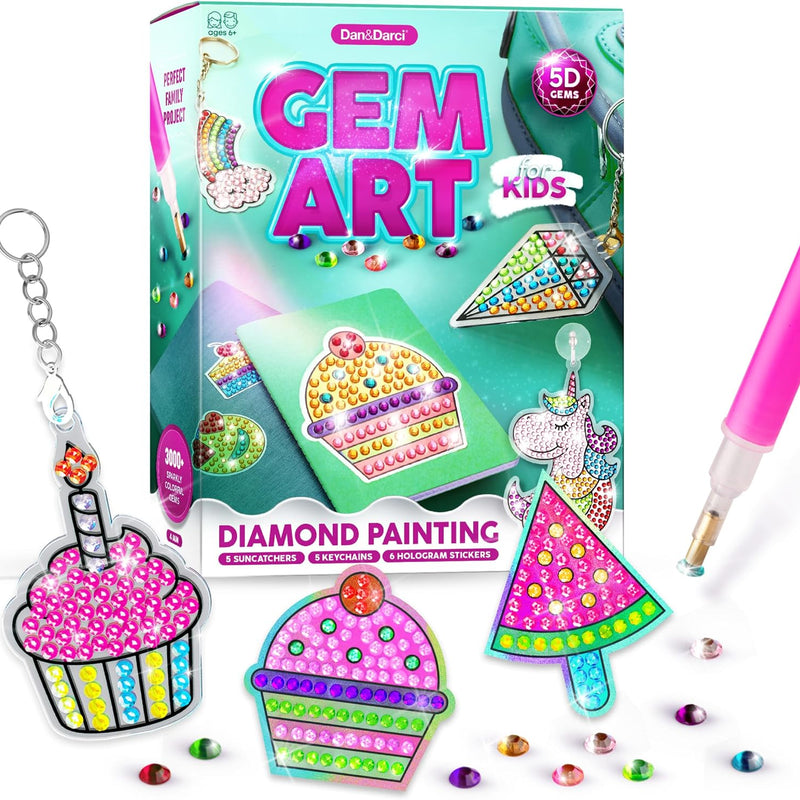 Dan&Darci diamond art kit for kids - gem painting - arts & crafts for ages 6-12 - creative gift ideas