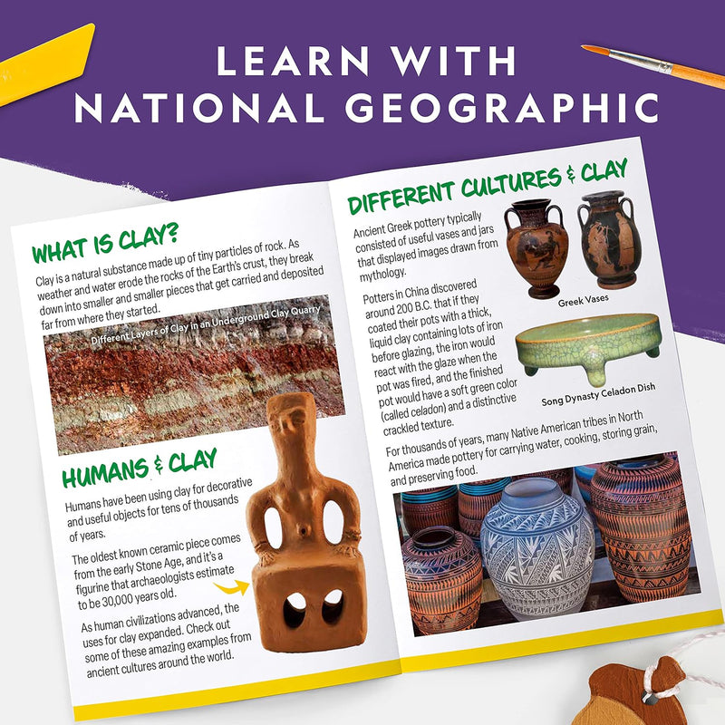 National Geographic Mega Arts and Crafts Activity Kit for Kids Ages 8-12 | Mosaic Art, Marbling Paint and Air-Dry Clay, 3 Craft Kits, 19 Art Projects, 100+ Components, Creative Birthday Gift