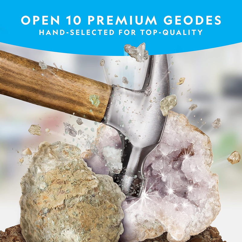 National Geographic 10 Premium Geodes STEM Science Kit with Goggles & Display Stands