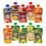 Happy Baby Organics Stage 2 Baby Food Pouches, Gluten Free, Vegan & Healthy Snack, Clearly Crafted Fruit & Veggie Puree, Fruit & Veggie Variety Pack, 4 Ounces (Pack of 10), Amazon Exclusive
