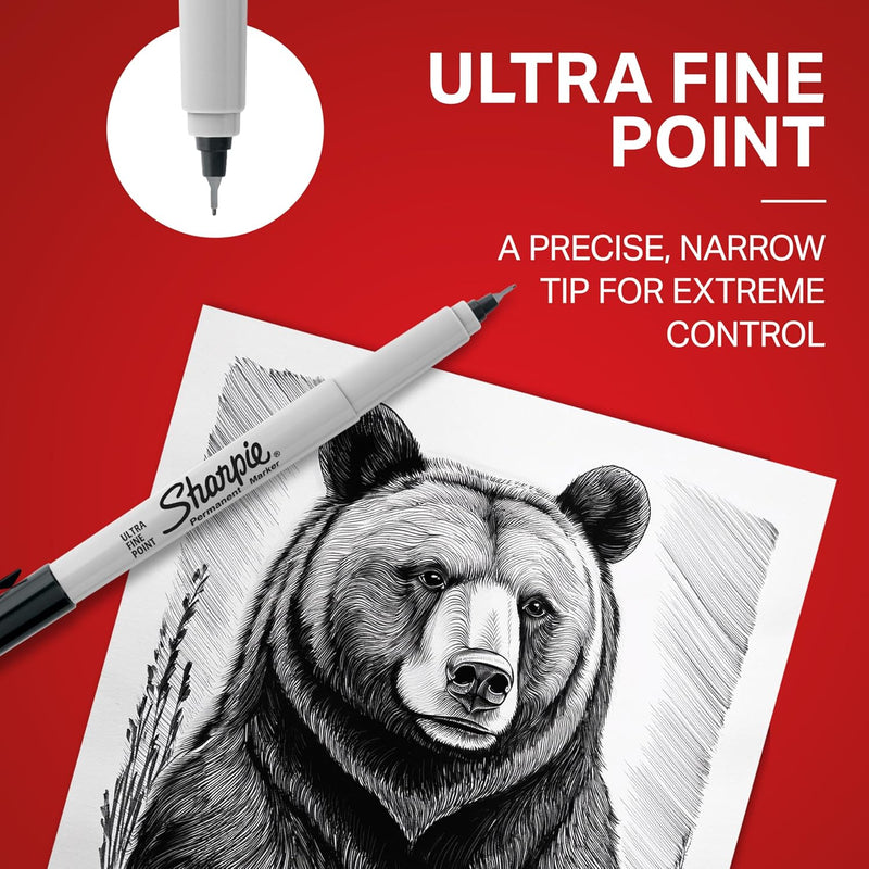 Sharpie Permanent Markers, Ultra-Fine Point, Blue, 12 Count - Home, School, Office Supplies